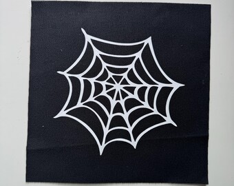Spider Web Back Patch | Gothic Canvas Patch | Battle Jacket DIY (7x7 Inch)