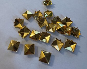 12MM Gold Metal Spikes | Square Stud Rivets | Punk Rock Goth Leather Craft Supplies | Four Claw Rivets for Clothing, Shoes, Belts, Bracelets