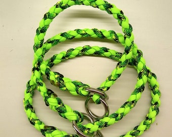 Neon Green/Gecko Paracord Dog Training Collar: Braided Choke/Slip Collar