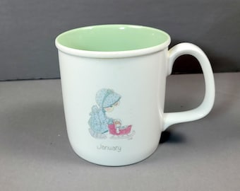 Vintage Precious Moments January Mug, Enesco Porcelain Mug (1987)