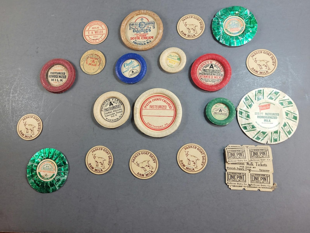 Assortment of 20 Used Milk Bottle Caps for Ephemera, Junk Journal ...