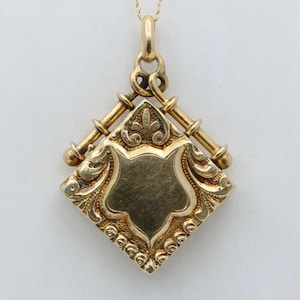 Antique 10K Gold Shield Locket Pendant