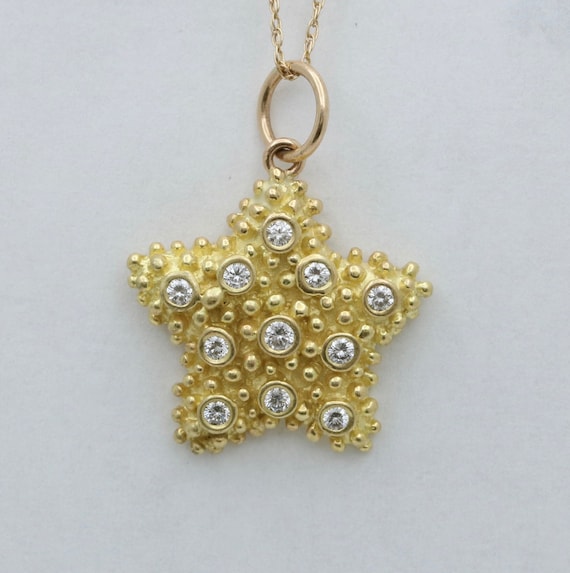 Vintage Diamond and 18K Gold Starfish Charm