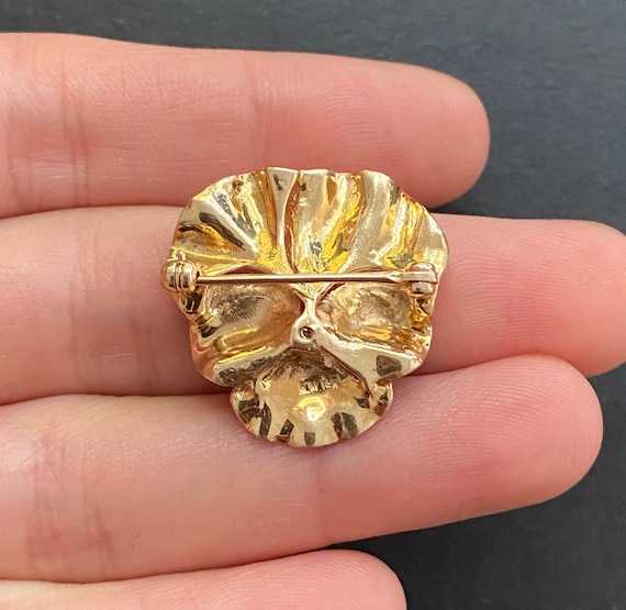 Vintage 14K Gold and Diamond Pansy Flower Pin, Brooch - Etsy