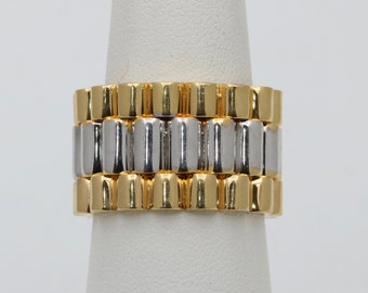 Vintage 14K Two Tone Watch Band Style Band, Size 7