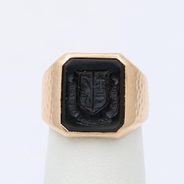 Art Deco Bailey, Banks and Biddle Onyx Intaglio Signet Ring