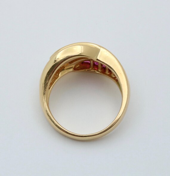 Natural Emerald, Ruby, and Diamond Leaf Ring - image 8