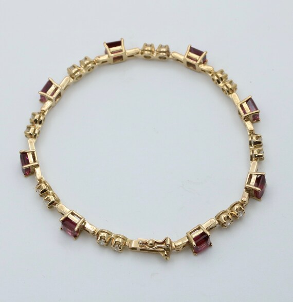 Vintage Rhodolite Garnet and Diamond Bracelet - image 3