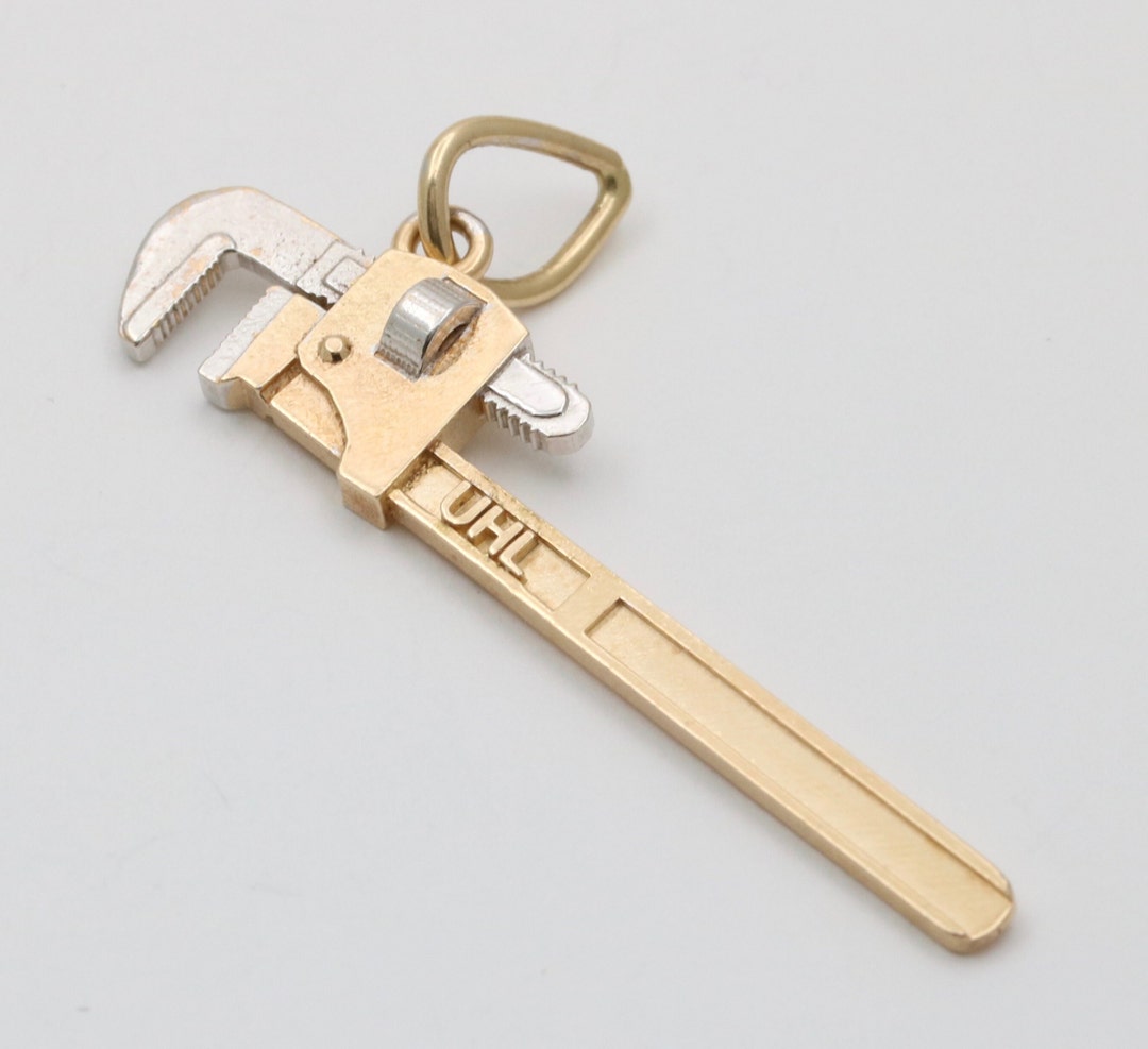 Large Vintage 14K Gold Wrench Pendant Etsy