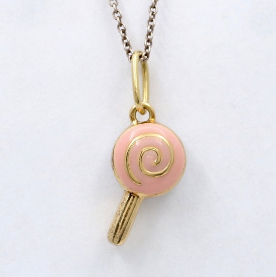 Enamel 18K Gold and Sterling Silver Lollipop Candy