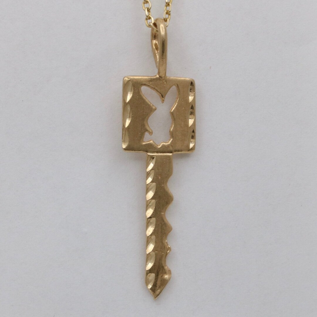 Vintage Playboy Bunny Key 14K Gold Charm Etsy