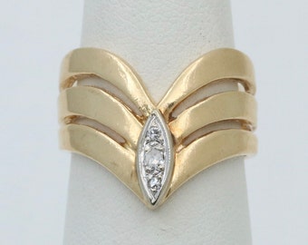 Vintage Diamond and 14K Gold Warrior Ring