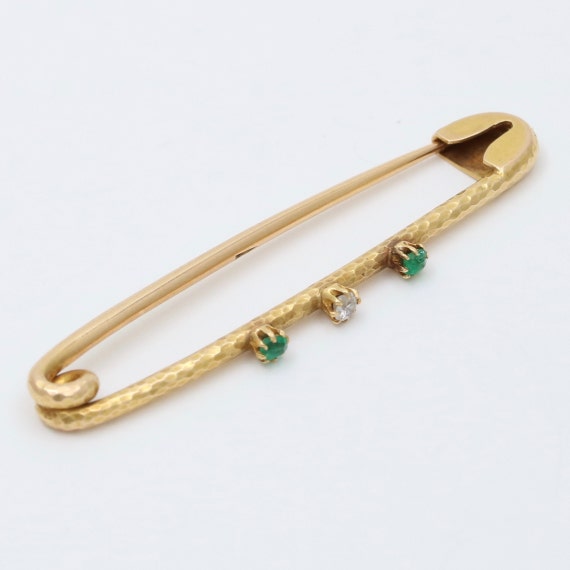 diamond emerald safety pin Gem