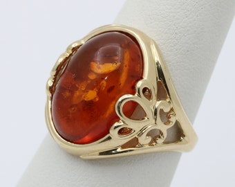 Vintage Amber and 14K Gold Ring