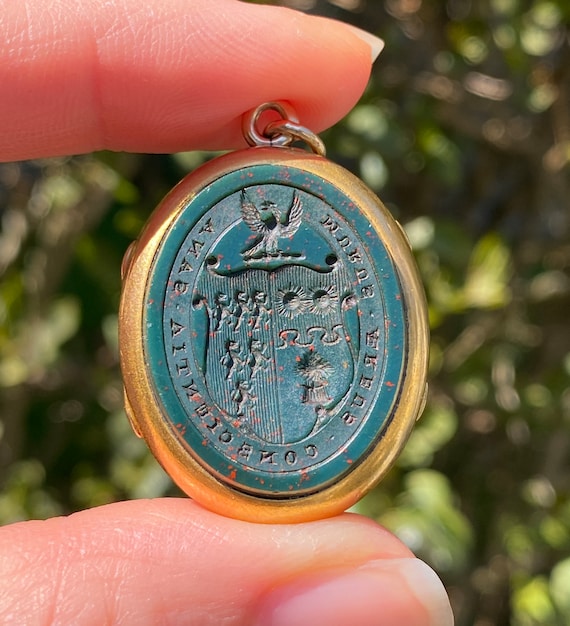 Victorian Bloodstone Intaglio and 18K Gold Locket