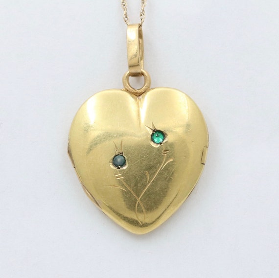 Victorian 18K Gold Heart-Shaped Locket, Antique T… - image 1