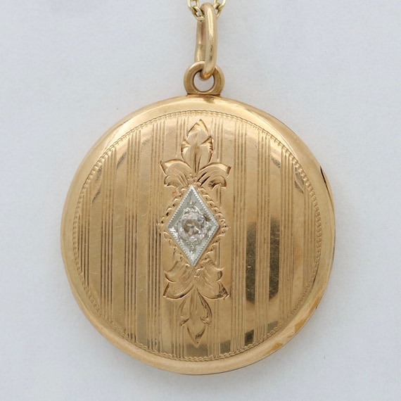 Art Deco Diamond and 14K Gold Locket - image 1
