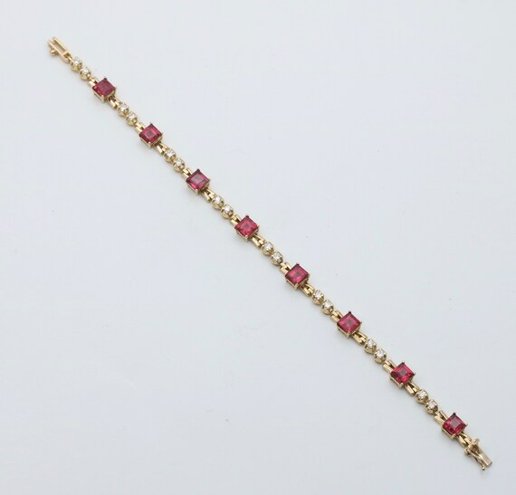 Vintage Rhodolite Garnet and Diamond Bracelet - image 2