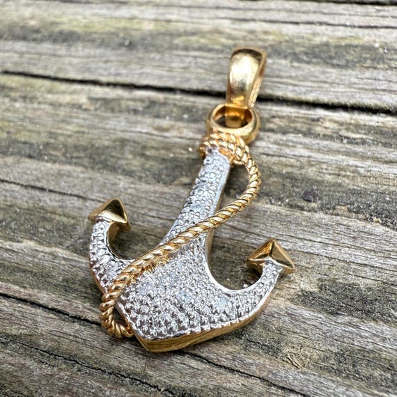 Diamond and 14K Gold Anchor Charm