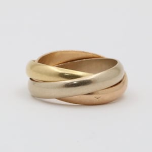 Vintage French Cartier 18K Gold Trinity Rolling Ring, Size 6