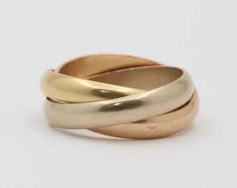 Vintage French Cartier 18K Gold Trinity Rolling Ring, Size 6