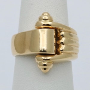 Vintage 18K Gold Tank Style Buckle Ring
