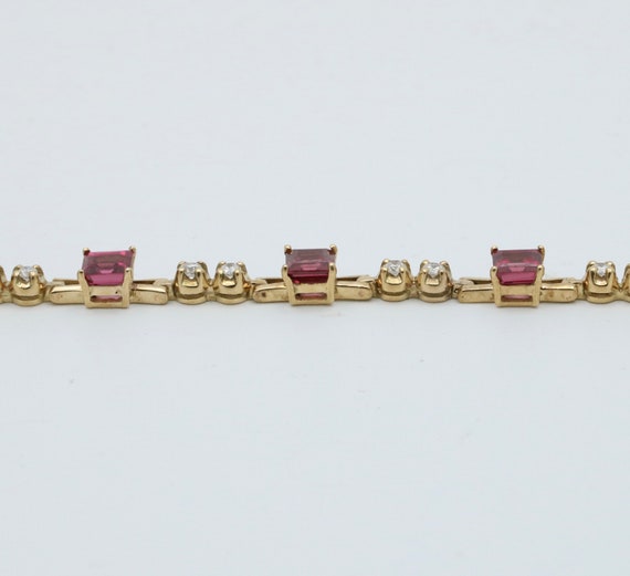 Vintage Rhodolite Garnet and Diamond Bracelet - image 4