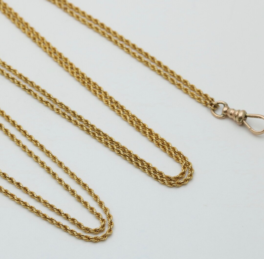 Victorian Rope Embelishment Design Victorian 10K Rope Longuard Chain, 48” Long - Etsy