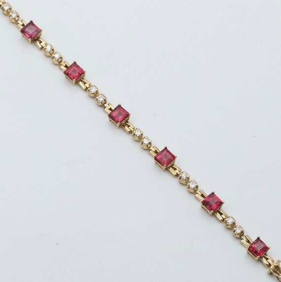 Vintage Rhodolite Garnet and Diamond Bracelet - image 1