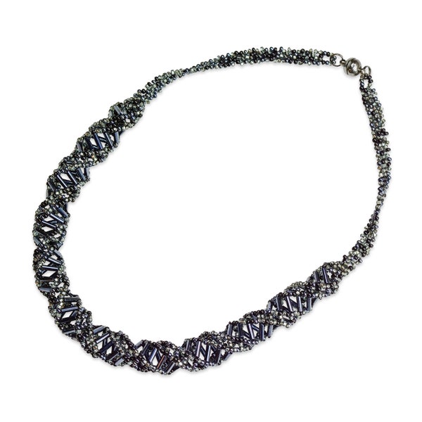 DNA Hematite Beaded Necklace - [18" Long] - EF-JWL-A-00017