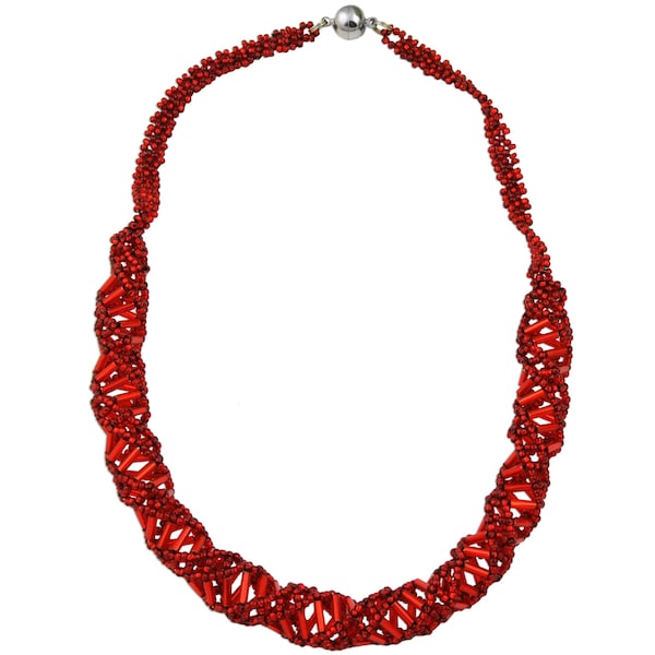 DNA Red Beaded Necklace - [18" Long] - EF-JWL-A-00006