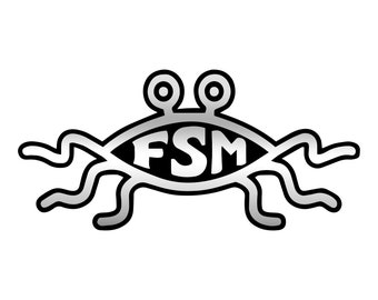 FSM Flying Spaghetti Monster Plastic Auto Emblem - [Silver][5.5" x 2.5"] - EF-EMB-P-00030A