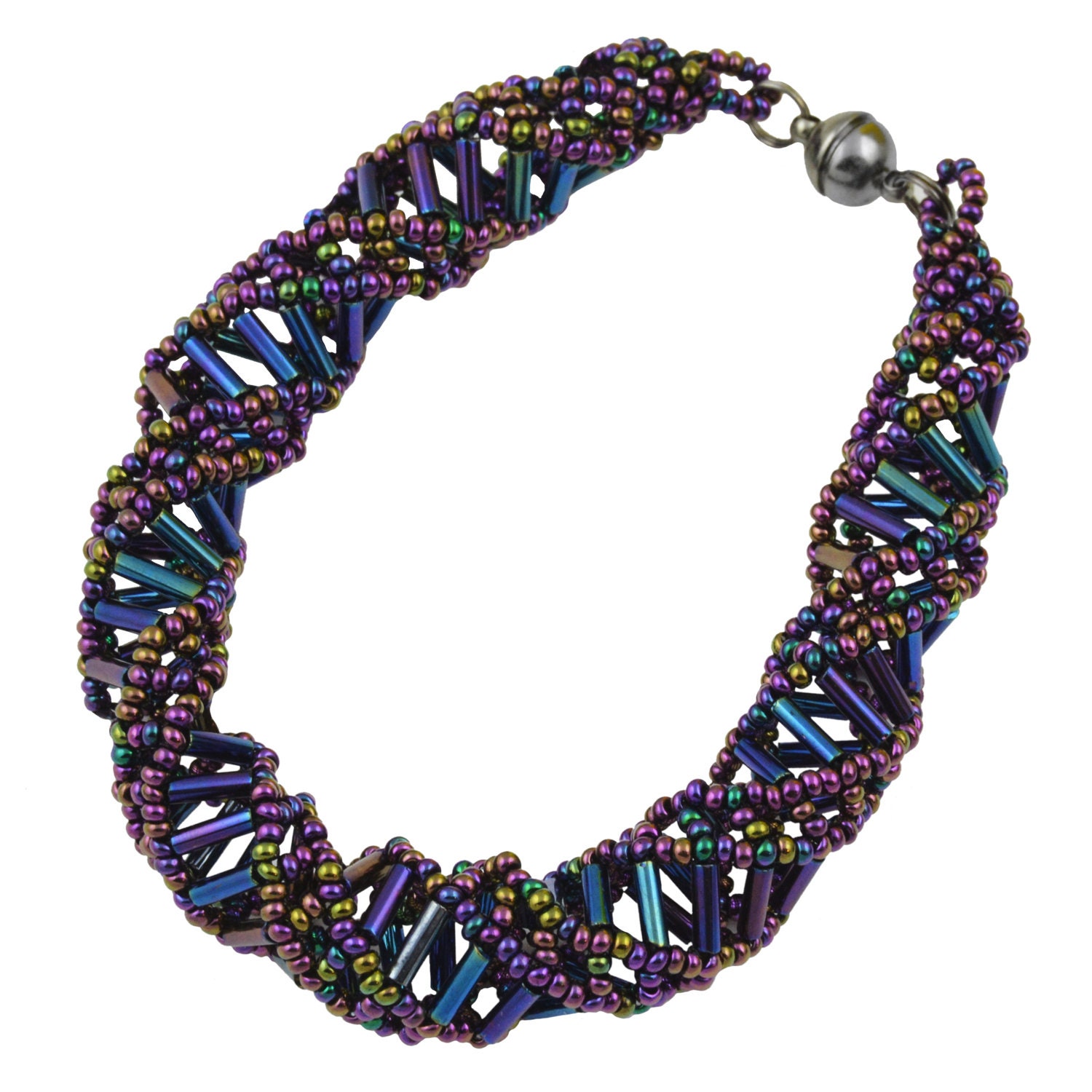 9.5 Long EvolveFISH DNA White Beaded Bracelet 9.5 Long EvolveFISH DNA White Beaded Bracelet