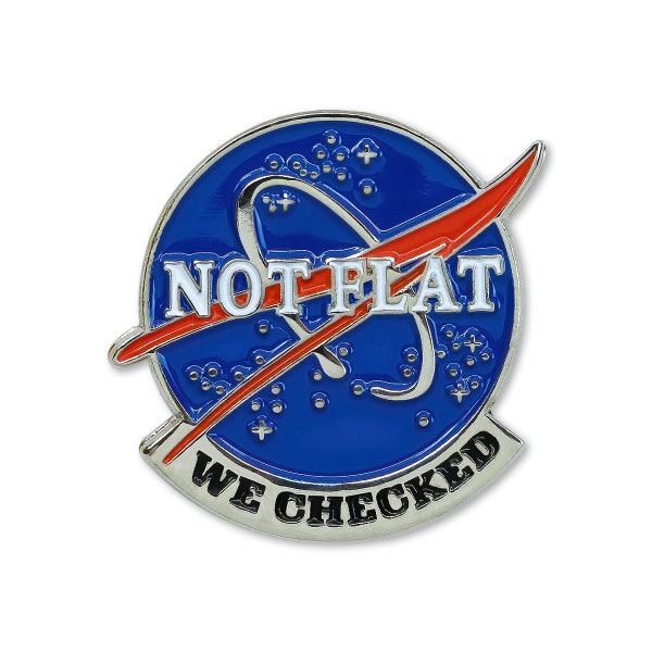 Not Flat We Checked Lapel Pin - [1 1/8 » Tall] - EF-JWL-L-00041