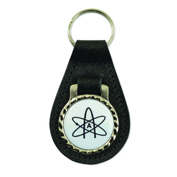 Atheist Atom Leather Key Chain Fob - [Black][3" Tall] - EF-ACC-K-00016