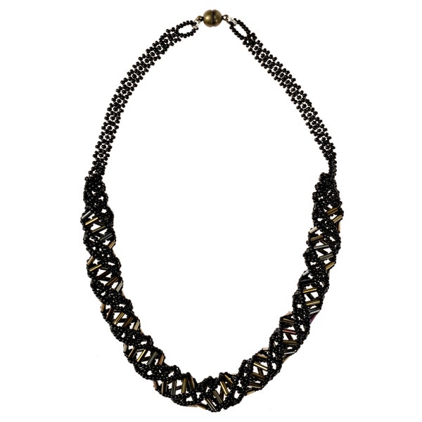 DNA Bronze & Black Beaded Necklace - [18'' Long] - EF-JWL-A-00002