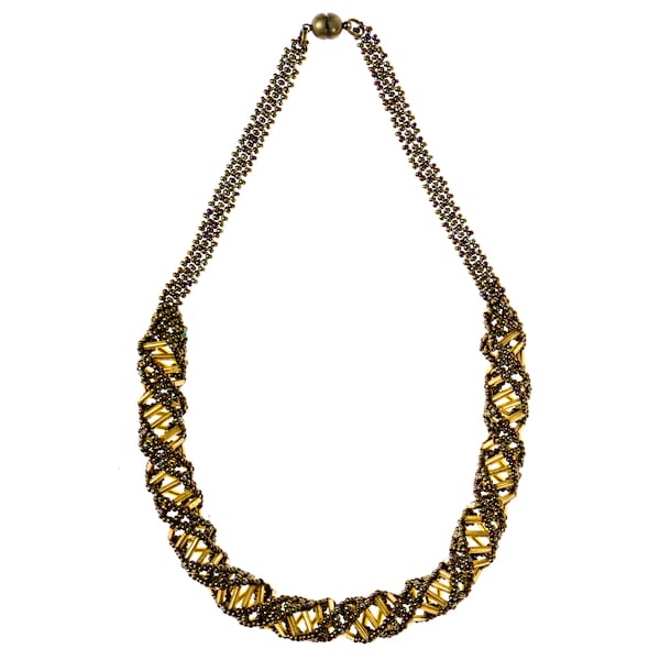 DNA Bronze & Gold Beaded Necklace - [18'' Long] - EF-JWL-A-00012
