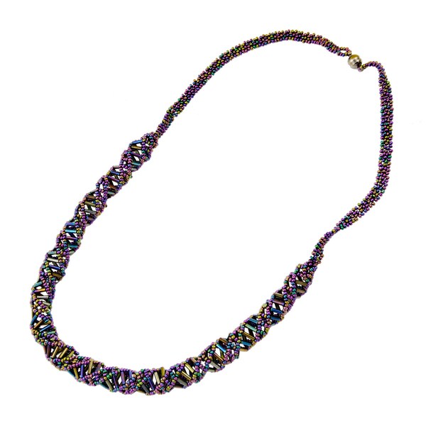 DNA Purple Iris Beaded Necklace - [18" Long] - EF-JWL-A-00007