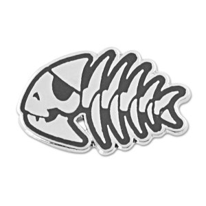 EvolveFISH Flying Spaghetti Monster (FSM) 'Jolly Pirate Fish' Lapel Pin - 1 Inch, Silver Enamel - View #7
