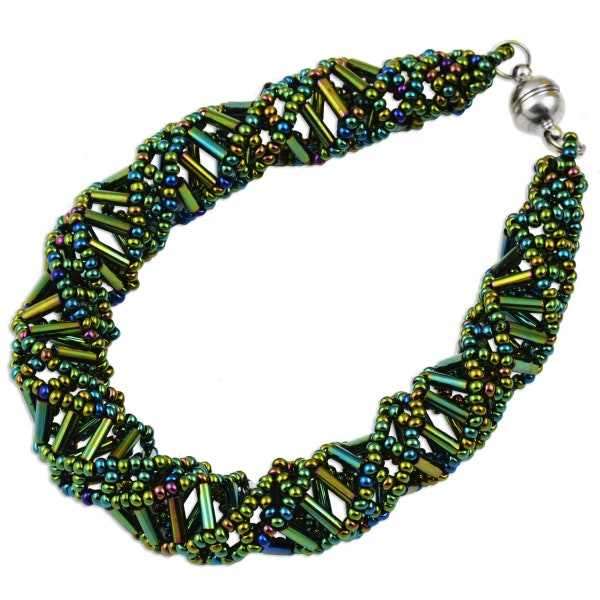 DNA Green Iris Beaded Bracelet - [9.5" Long] - EF-JWL-A-00113