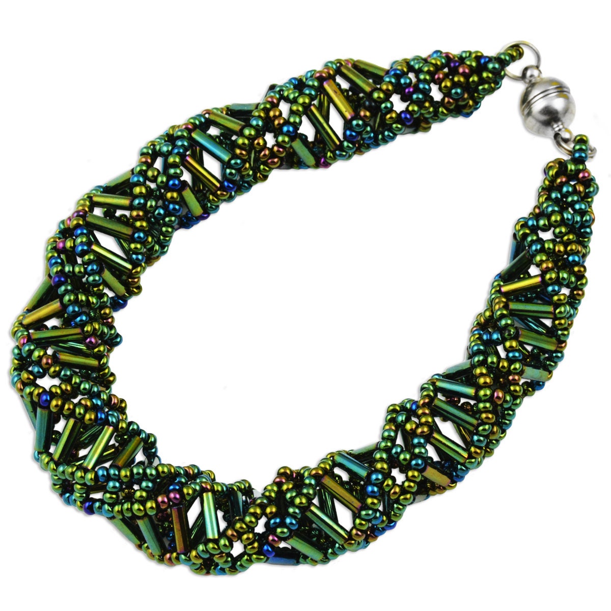 9.5 Long EvolveFISH DNA White Beaded Bracelet 9.5 Long EvolveFISH DNA White Beaded Bracelet