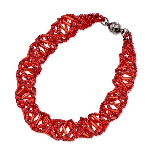 DNA Red Beaded Bracelet - [9.5" Long] - EF-JWL-A-00106