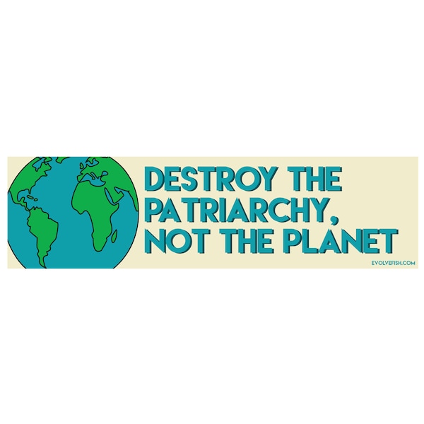 Destroy the Patriarchy Not the Planet Bumper Sticker - [11" x 3"] - EF-STK-B-10252