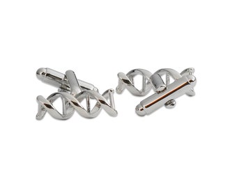 3D DNA Cufflinks - [Silver][3/4" Wide] - EF-JWL-C-00004