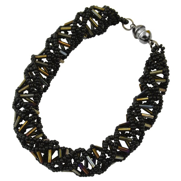 DNA Bronze & Black Beaded Bracelet - [9.5" Long] - EF-JWL-A-00102
