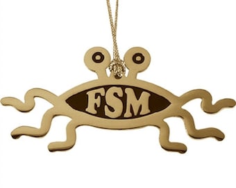 FSM Flying Spaghetti Monster Metal Holiday Ornament - [1 1/4" x 2 1/2"] - EF-HOL-O-00001