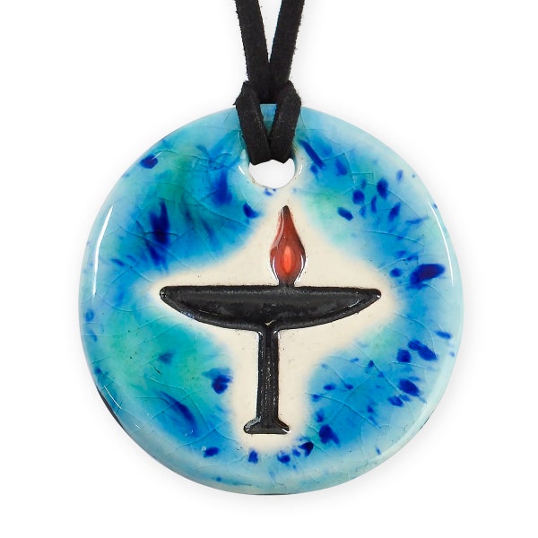 Unitarian Universalist Ceramic Necklace - [1 3/4" Diameter] - EF-JWL-N-00046