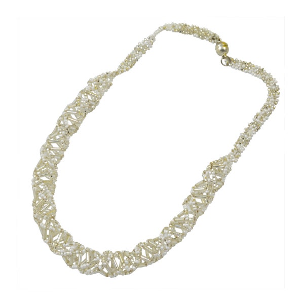 DNA White Beaded Necklace - [18" Long] - EF-JWL-A-00008