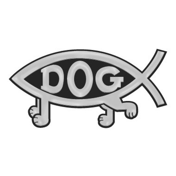 Dog Fish Plastic Auto Emblem - [Silver][5.25" x 2.75"] - EF-EMB-P-00027