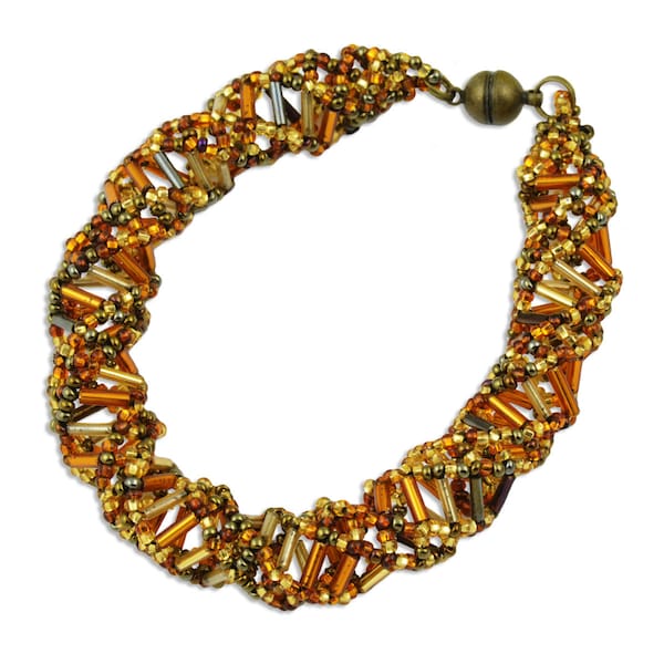 DNA Bronze & Gold Beaded Bracelet - [9.5" Long] - EF-JWL-A-00112